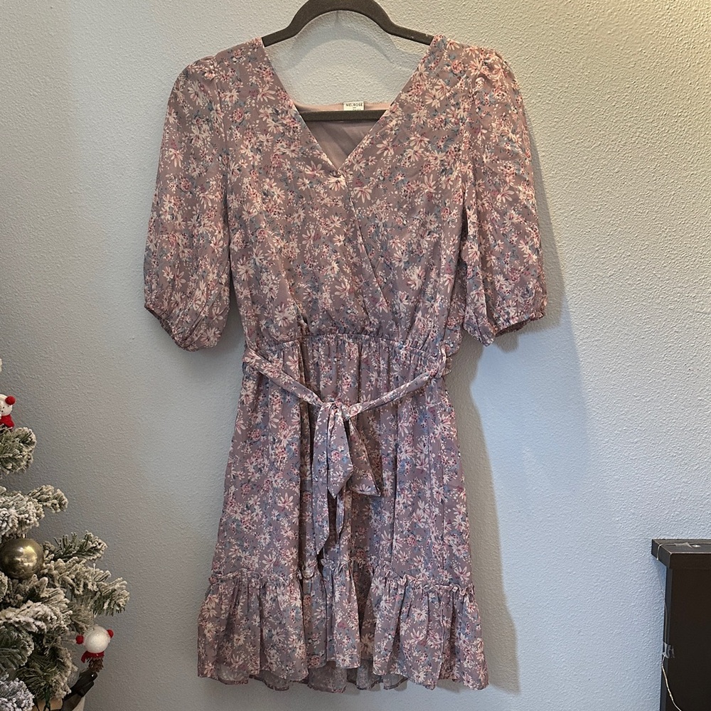 Melrose and Market Pink Floral Wrap Dress